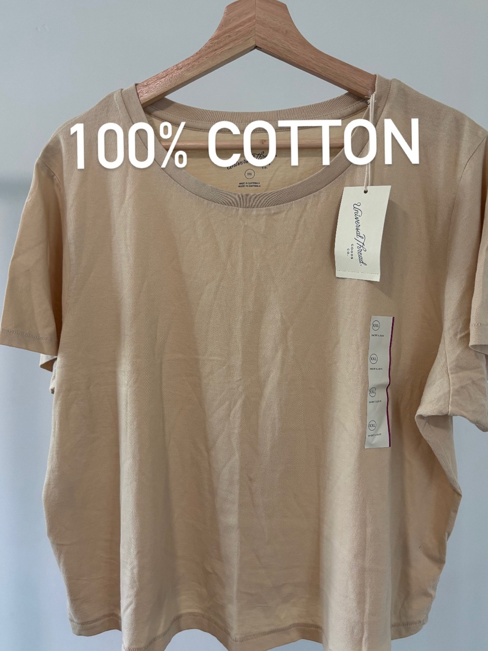 100% Cotton Beige Women's Tee by Universal Thread | Size XXL | NWT